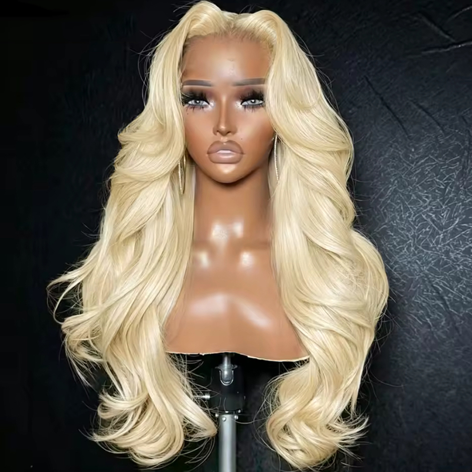 613 Blonde Body Wave Lace Front Wig - 613 13x6レースフロントウィッグ人毛ボディウェーブブロンドレースフロントウィッグ女性用210密度プレプラッキング済みナチュラルヘアラインベビーヘア付き40インチロングウィッグ人毛
