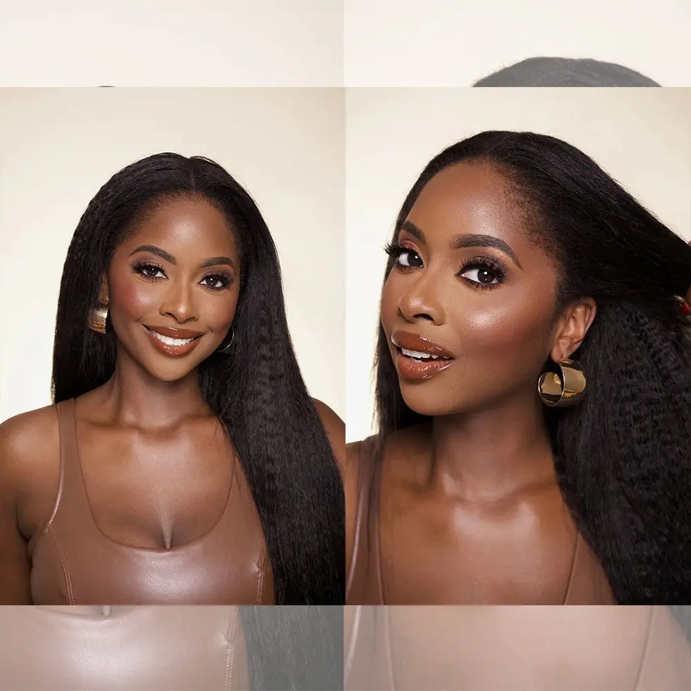 フェザーテクスチャの、くせのあるストレートヘアで、編み込み用 - Human Hair Wigs のレビューと価格