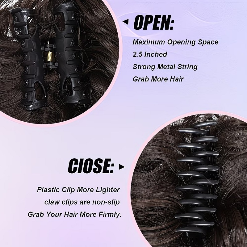 おしゃれなヘアクリップで簡単にまとめられる、カールしたシニヨ - Claw Clip Messy Bun Hair Piece のレビューと価格