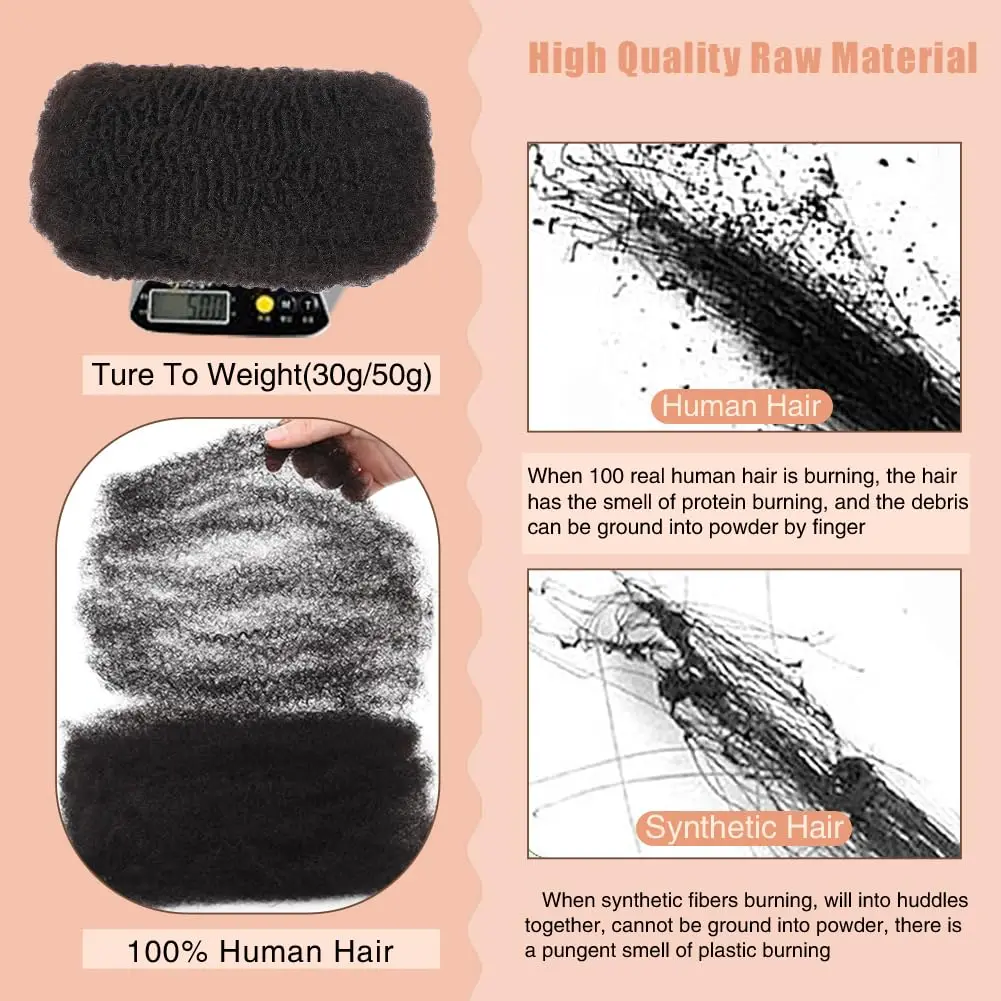 30g/50g 4Cアフロキンキーバルクナチュラルブラック人 - Water Wave Bulk Human Hair For Braiding のレビューと価格
