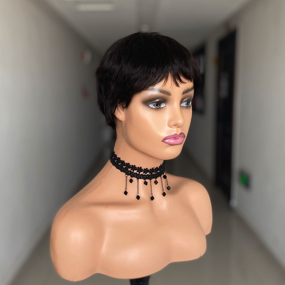ショートストレート人毛ウィッグ ナチュラルカラー ブラジリア - Short Pixie Cut Wig Human Hair Cheap のレビューと価格