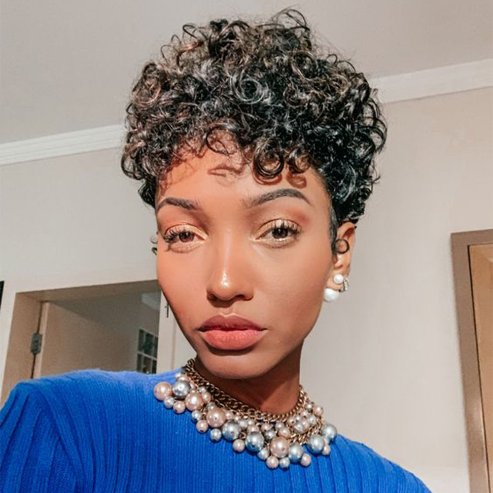 ショートピクシーカットウィッグカーリー人毛ウィッグ安いアフロ - Short Pixie Cut Wig Human Hair Cheap のレビューと価格