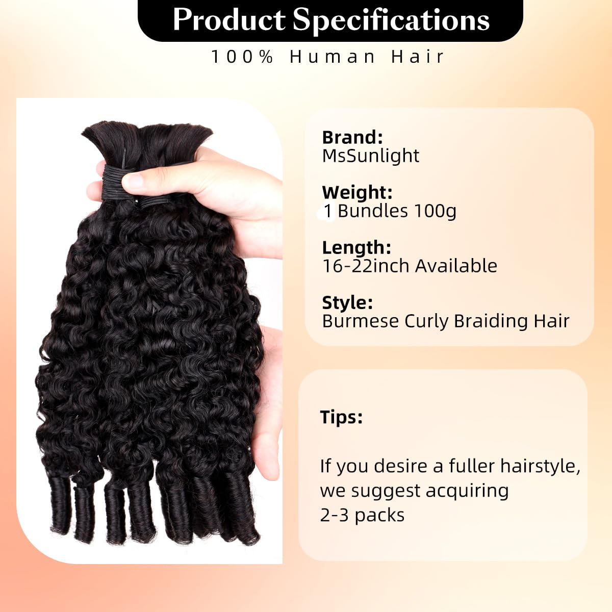 15A人毛ブレイズヘア、ボヘミアンブレイズ用、ビルマ風カーリ - Water Wave Bulk Human Hair For Braiding のレビューと価格