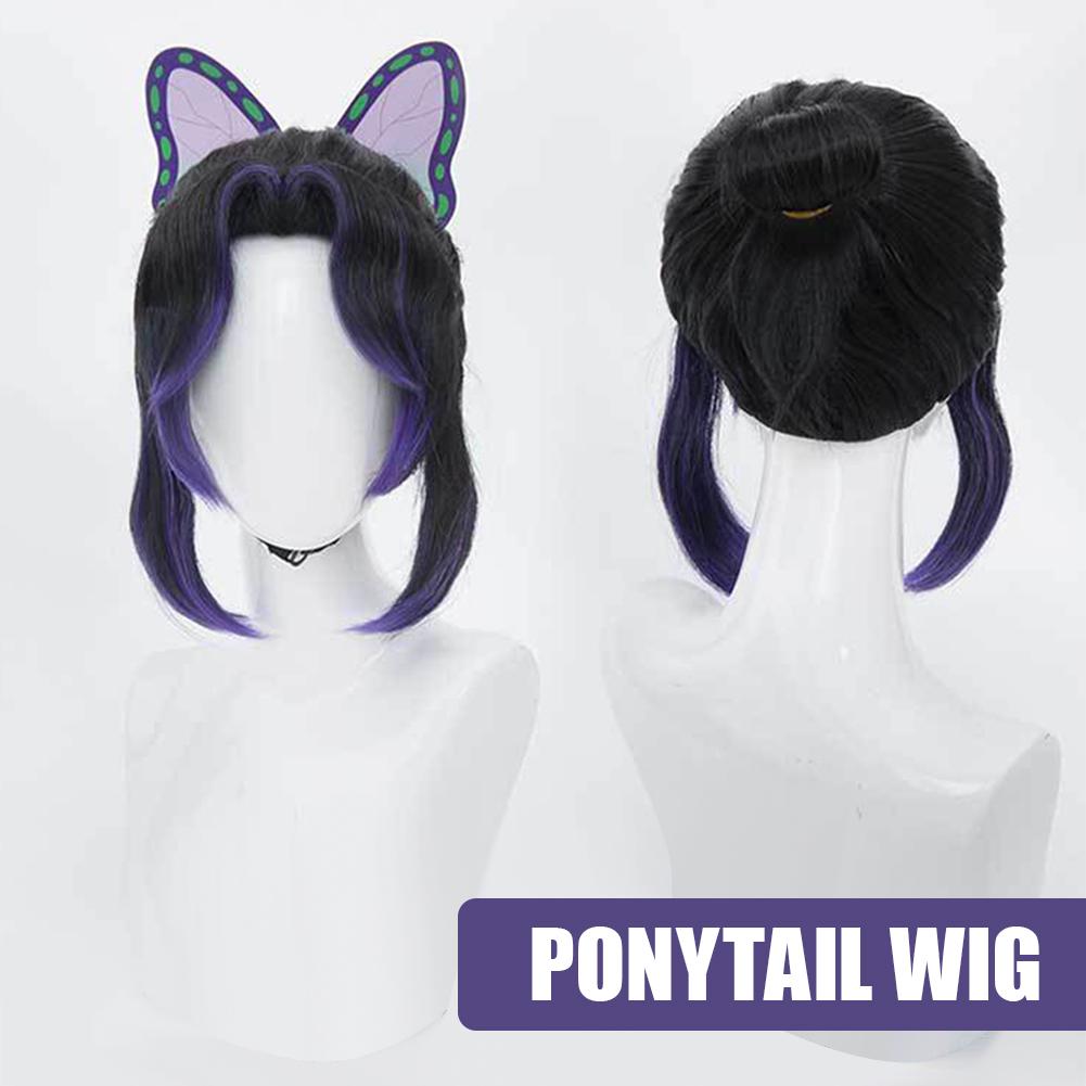 高品質胡蝶しのぶ胡蝶コスプレウィッグ 35 センチメートル黒 - Synthetic Braided Wigs For Black Women のレビューと価格