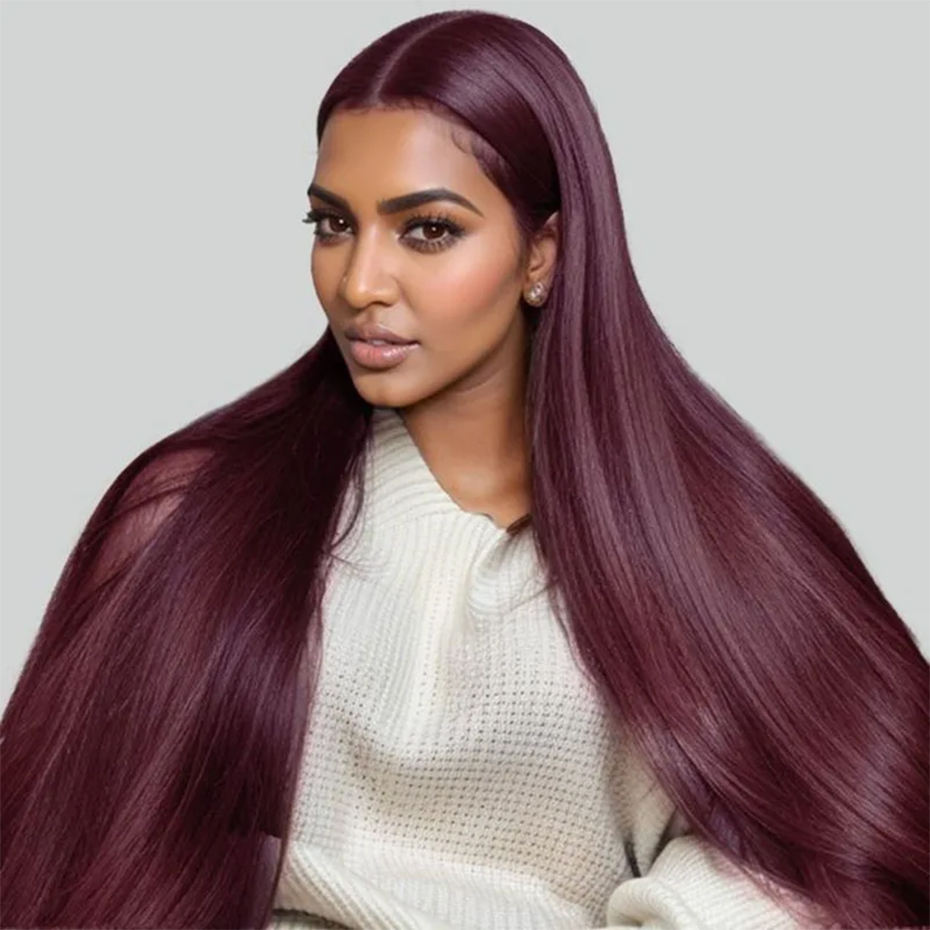 5x5 グルーレスウィッグ 100%人毛 バーガンディ 99 - Lace Front Wigs のレビューと価格